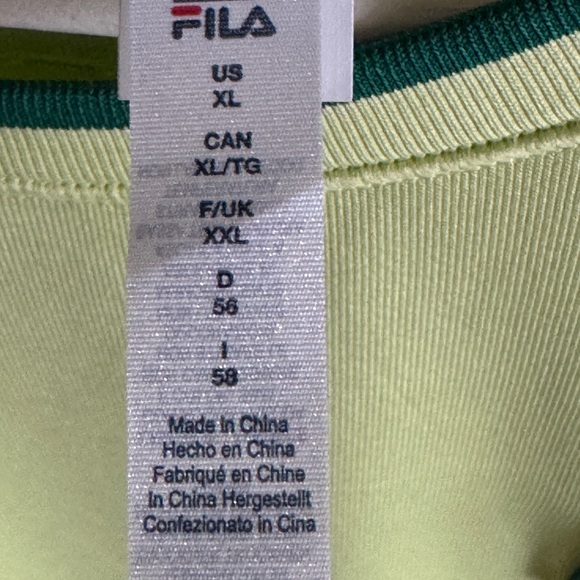 Fila Lime Green Tennis Shirt with Logo XL - Picture 3 of 4
